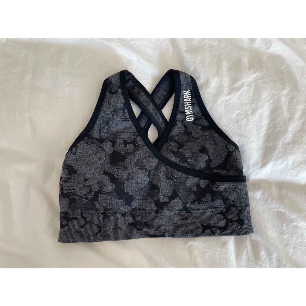 Gymshark Sports Bra Adapt Camo Seamless Racerback Grey Charcoal Training-Size XS